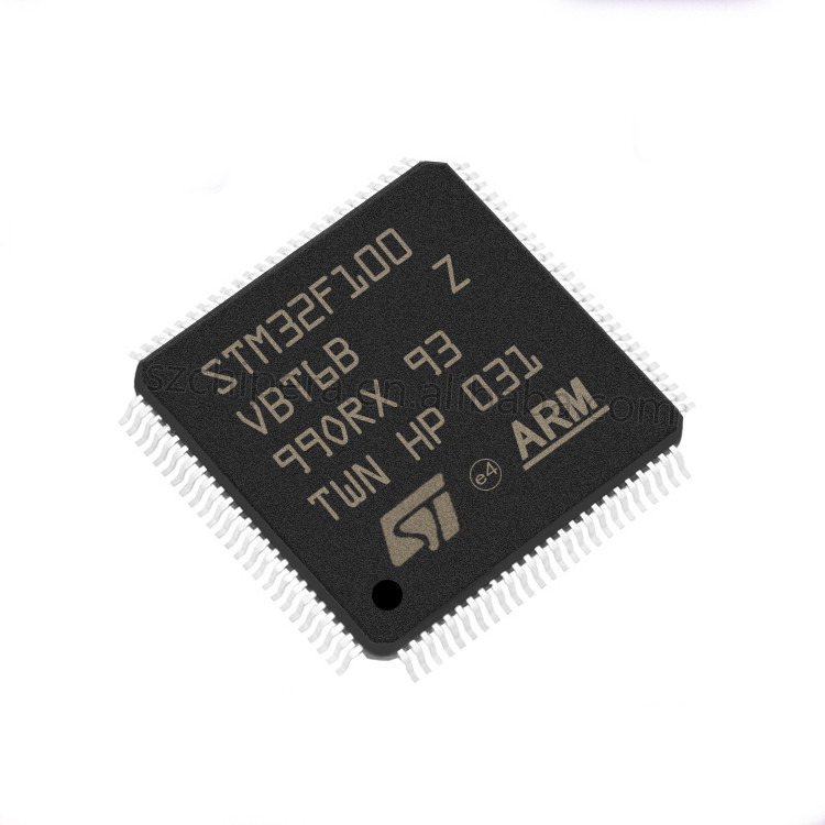 PUCE chaude de Pin LQFP TR 100 LQFP STM32F100VBT6B des composants électroniques STM32F100 2.5V 3.3V 100 de vente